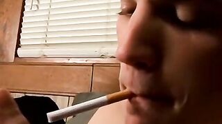 Hardcore stroking and smoking session on the couch by straight buddies Chain and Benz