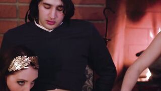 Petite teen Maria Kazi and MILF Nickey Huntsman moan while fucking in a hardcore thre