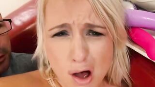 thick blonde Bambi Bell ends up squirting during casting