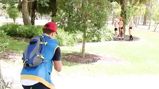 TeenGroupSex.com - Dude catches and fucks three PokÃ©mon cosplayer chicks