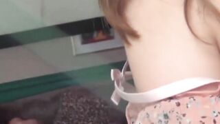 NipponSexTV.com - Japanese chick plays with her pussy while watching porn