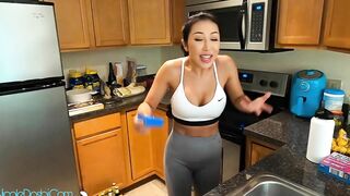 My bf didn't do the dishes, so he makes it up to me with Hottie kitchen sex