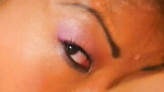 Flirty oriental sexy gets a facial cummed after giving a fellatio