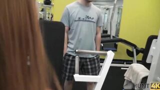 HUNT4K. Into empty gym hunter pays greedy cuckold money