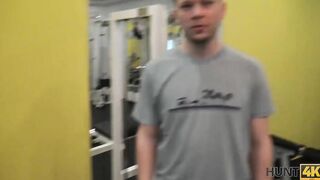 HUNT4K. Into empty gym hunter pays greedy cuckold money