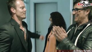 two Men pick up a German bitch on the street for an anal 3 way mmf