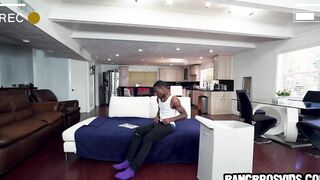 Spying on him while he is masturbating his long ebony penis
