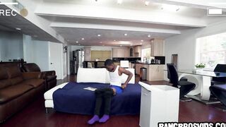 Spying on him while he is masturbating his long ebony penis