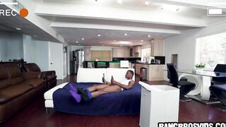Spying on him while he is masturbating his long ebony penis