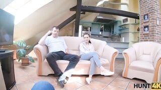 HUNT4K. Hunter hooks up with bae on train station and fucks her for money