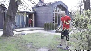 She Is Nerdy - Gardener helps dark haired Mileva cum