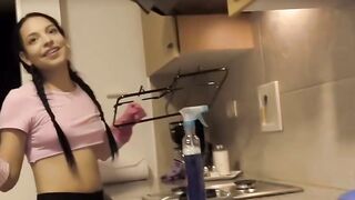 Matilde Ramos deepthroats and ride dick after cleaning