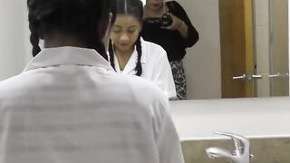 red haired patroness Sofia Zarate rewards her maid Maria Antonia Alzate after work with sex