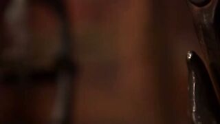 Blonde in wooden stock pussy fucked