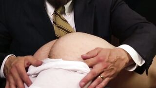 BoyMissionary.com - Young gay Mormon masturbates while being toyed in his elder's lap