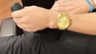 Hunky Ray H shows off his beautiful size eleven feet and rubbed it gently