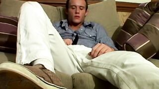 Handsome sporty dude Hayden Borne releases his big cock for wanking