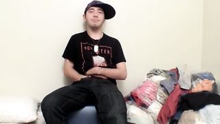 Samuel enjoying his first jerk off while making some money