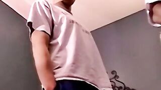 Nasty looking amateur guy plays around with hard cock