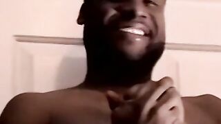 Amateur black dude masturbates and cums in mature gays mouth
