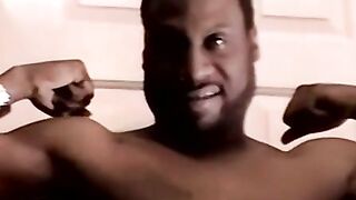 Amateur black dude masturbates and cums in mature gays mouth