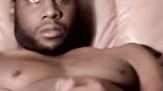 Amateur black dude masturbates and cums in mature gays mouth