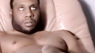 Amateur black dude masturbates and cums in mature gays mouth