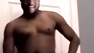 Amateur black dude masturbates and cums in mature gays mouth
