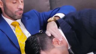 PlayingMen.com - Businessmen enjoy champagne before sloppy blowjobs and anal fucking