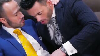 PlayingMen.com - Businessmen enjoy champagne before sloppy blowjobs and anal fucking