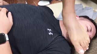 MaleFeetXXX.com - Dan Edwards sniffs and licks dominant Dallas's bare feet with enthu