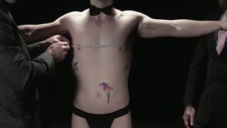 Danny Wilcoxx spitroasted by hairy studs Jack Dixon and Legrand Wolf
