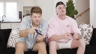 Happy gamer bros Share Big Titted Blonde Spectacle-wearing Turned On Roommate Into Cum-filled 3Some