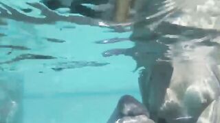 TeenGroupSex.com - Sexy chicks share cock at pool party sucking and fucking