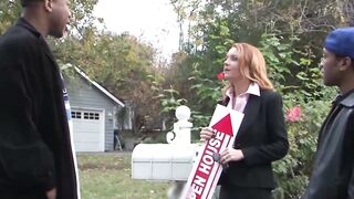 Busty redhead MILF drilled roughly by two ghetto BBCs