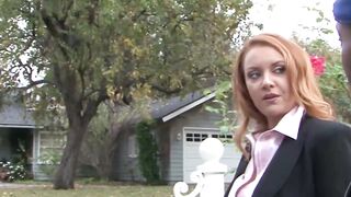 Busty redhead MILF drilled roughly by two ghetto BBCs