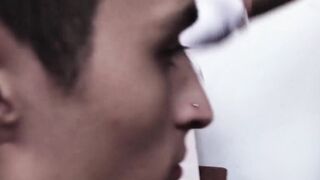 I painted my luscious gooey cum on twink punk Sonnys horny mouth