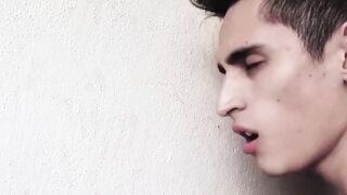 I painted my luscious gooey cum on twink punk Sonnys horny mouth