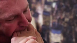 Hunky Brad got his sweaty socks sniffed and fee sucked by a hairy guy