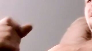 Amateur guy strokes his cock to porn while recorded with cam