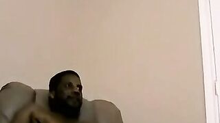 Big cocked black amateur masturbates solo on camera