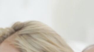 Petite blonde Karla Kush teases her lover before she goes down on his swollen cock
