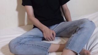 BoyzJapan.com - Asian twink Kenshin loves teasing his hard cock and balls