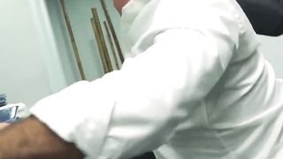 Inked classy hunk Matthew Anders drilling hairy businessman