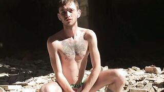 Bulldozed house serves as nice spot for solo jerking off