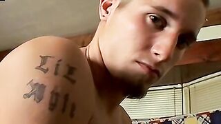 Straight thug Lil Wyte uses fleshlight on his cock solo