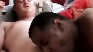 Older fat black gay helps a chubby youngster to cum blast