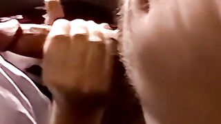 Young amateur with glasses sucked by mature old homosexual