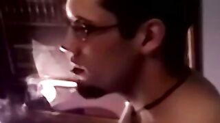 Young amateur with glasses sucked by mature old homosexual