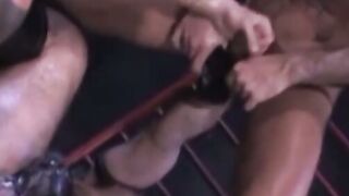Violator fists Matthieu Paris and Butch Grand, eventually all threemen fist each othe